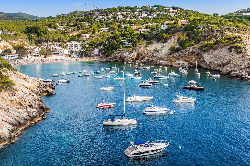 View of Cala d'Hort, Ibiza, Spain
